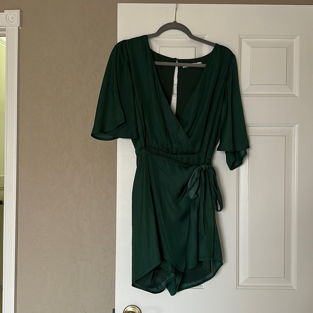 Emerald Green Silk Romper Size Large (12)
